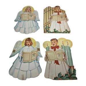 Lot of 4 Christmas Choir Boys & Angel Choir Girl 1960s Forbes Litho Lithograph